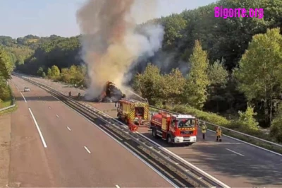 Feu sur l'A64