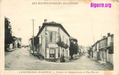 Castelnau-Magnonac, avenue de Lannemezan et Rue Recurt  en 1939