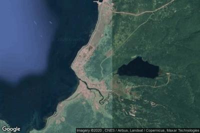 Vue aérienne de Kurilsk