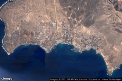 Vue aérienne de Playa Blanca