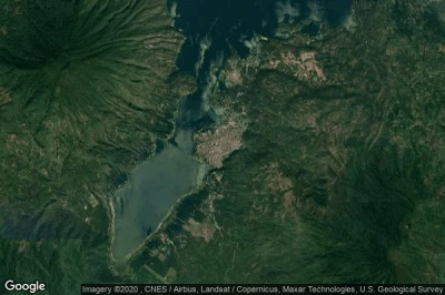 Vue aérienne de Santiago Atitlan