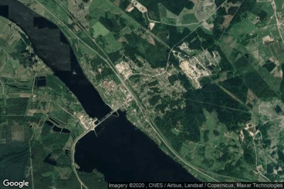Vue aérienne de Kegums