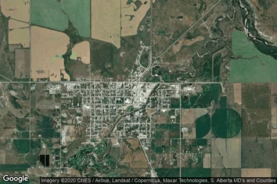 Vue aérienne de Cardston