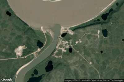 Vue aérienne de Tsiigehtchic