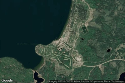 Vue aérienne de Waskesiu Lake