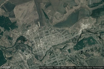 Vue aérienne de Vovchansk