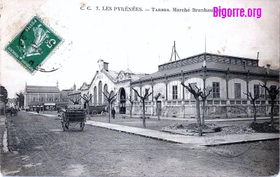 carte postale ancienne du marché Brauhauban à Tarbes