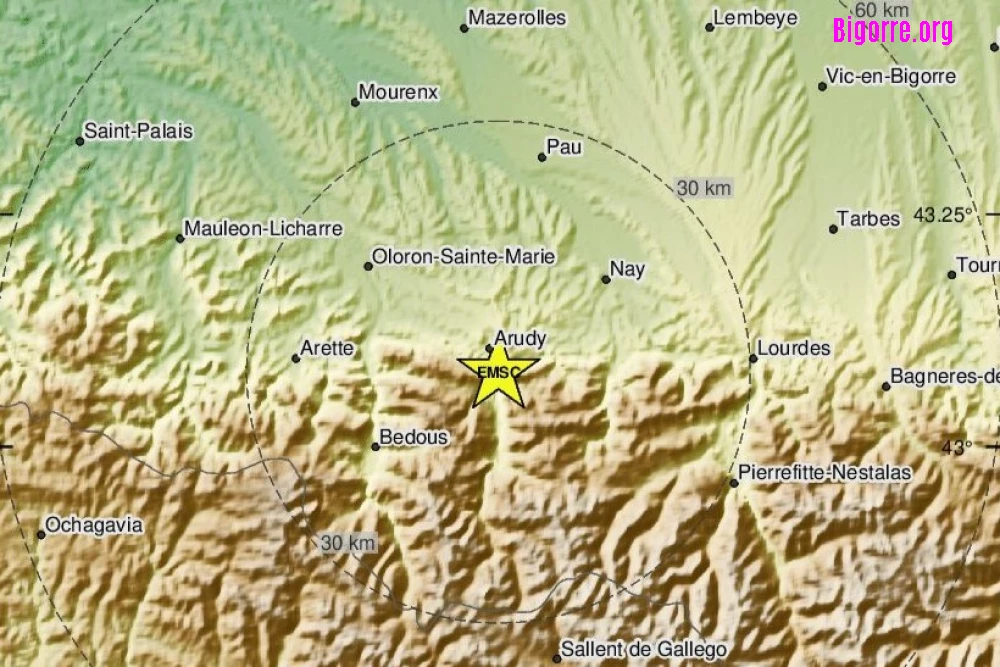 Tremblement de terre cette nuit près d'Arudy dans les Pyrénées-Atlantiques