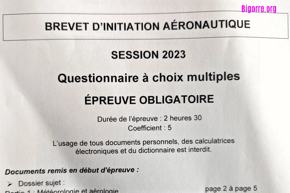 Sujet et corrigé du BIA 2023