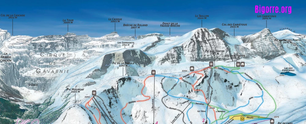 Plan des pistes de la station de Gavarnie