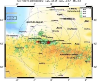 Tremblements de terre au sud-est de Lourdes
